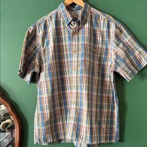 Duluth Trading Co Mens L Multicolor Plaid Button-Down Shirt Summer Fishing